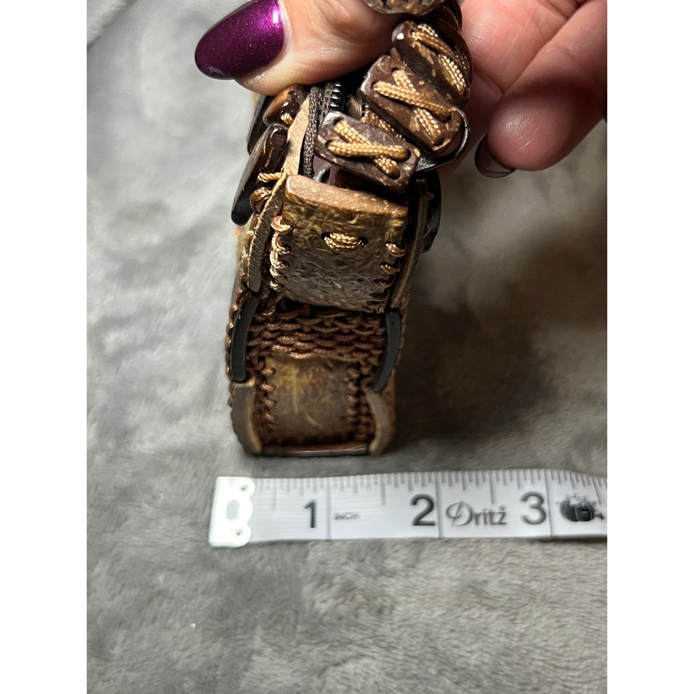 Vintage Coconut Shell Checkerboard Handbag Boho Island Artisan Mini Purse - Picture 7 of 9